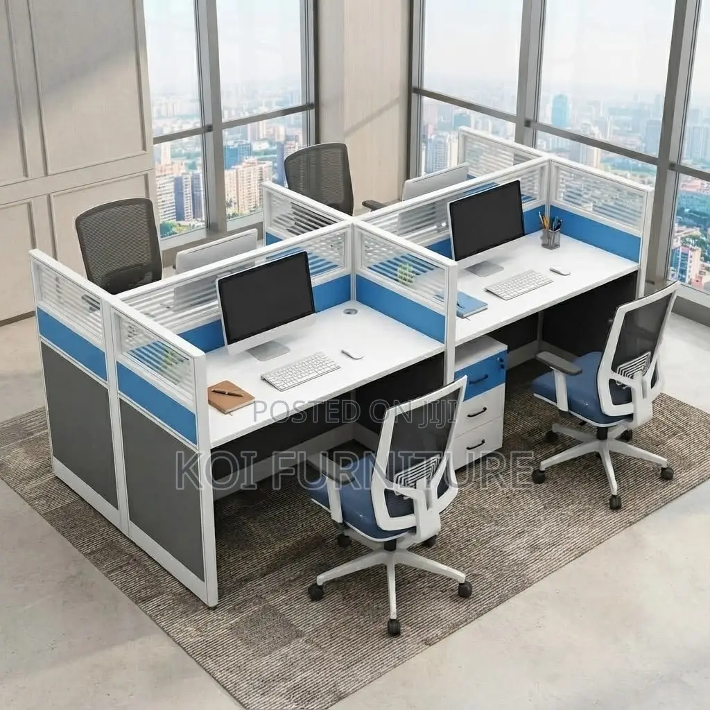 Office Workstation; Four Users MDF Office Organization MDF Workstation