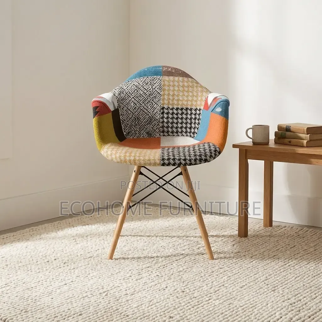 Accent Chair – Colorful Patchwork Fabric Armchair