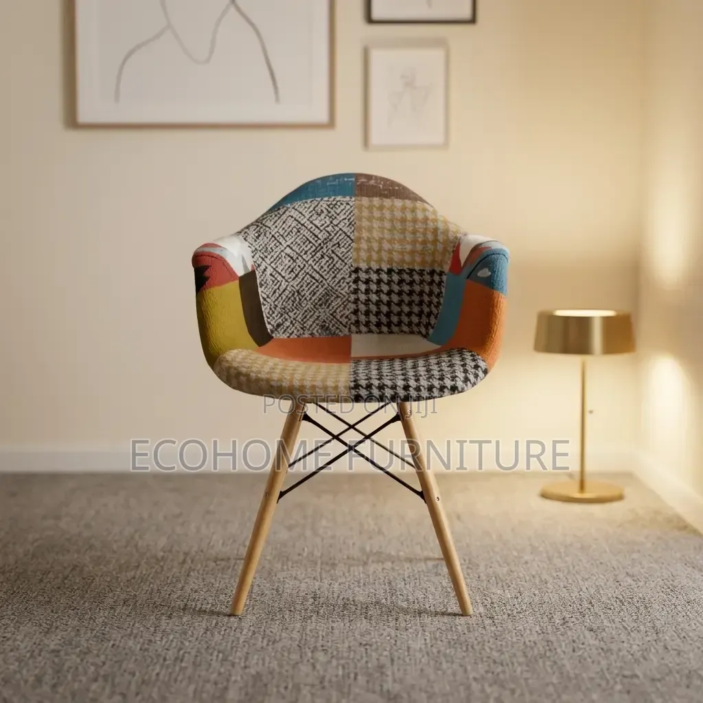 Accent Chair – Colorful Patchwork Fabric Armchair
