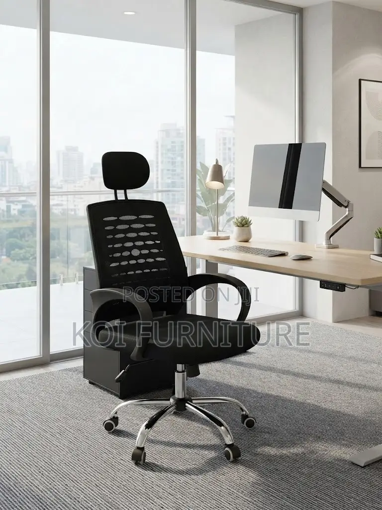 Office Chairs; Adjustable Long Height Headrest Mesh Office Chair