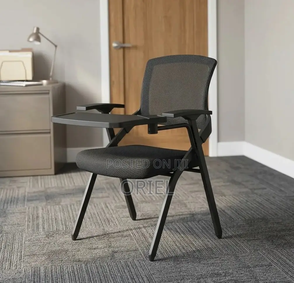 Office Chair : Black Mesh Office Training Chair With a Writing Pad
