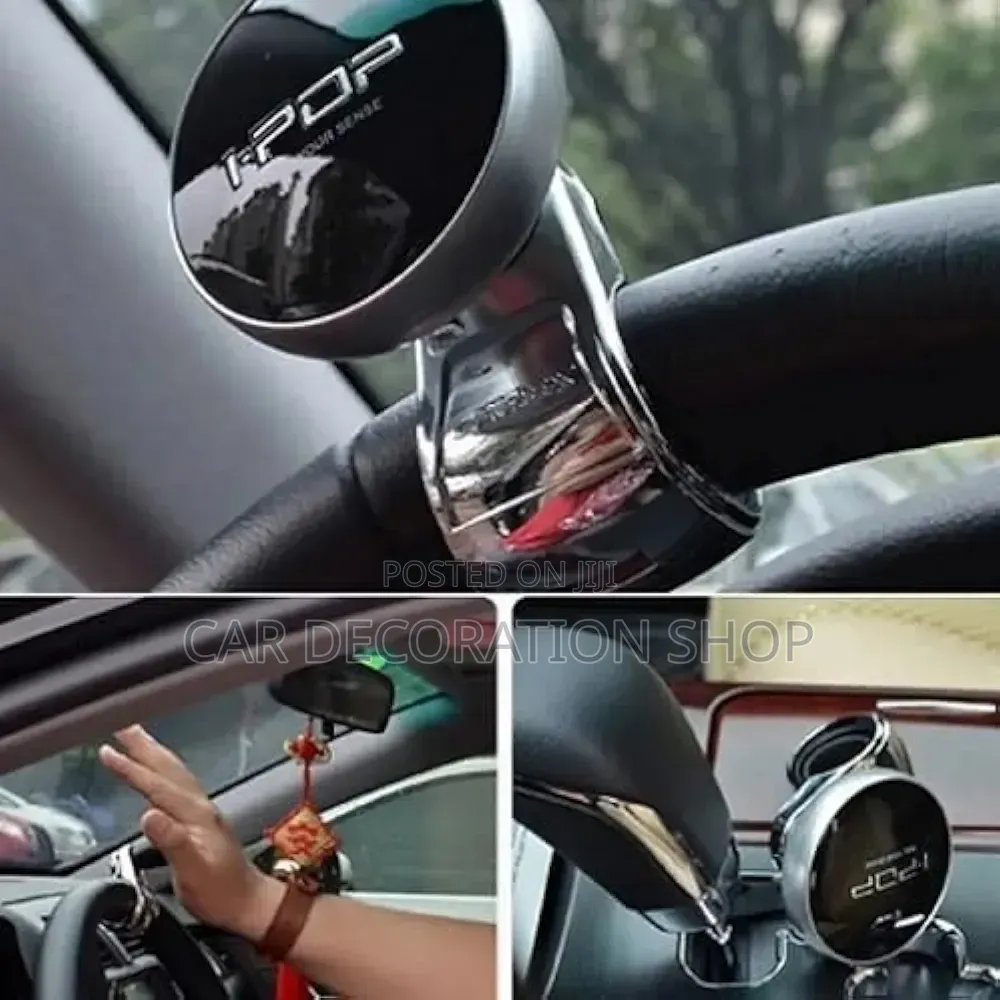 Black I_pop One Handed 360% Steering Control Spinner Knob