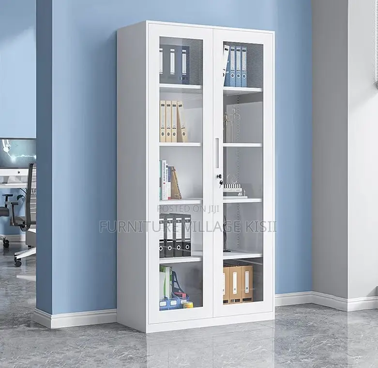 Office Cabinet; 2-Door Full Glass Storage Cabinet
