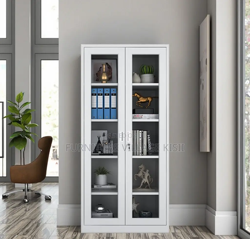 Office Cabinet; 2-Door Full Glass Storage Cabinet