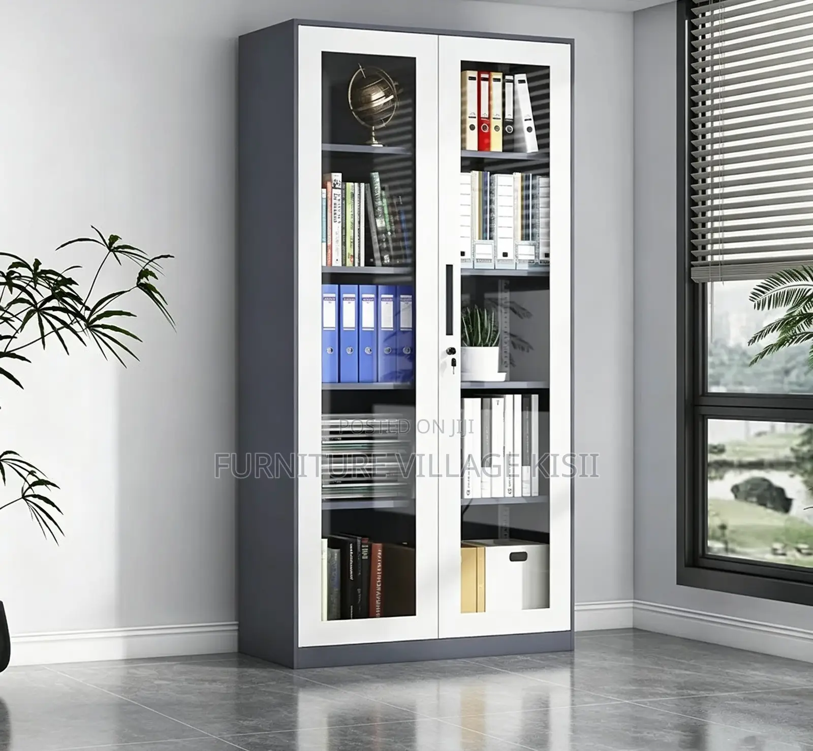 Office Cabinet; 2-Door Full Glass Storage Cabinet