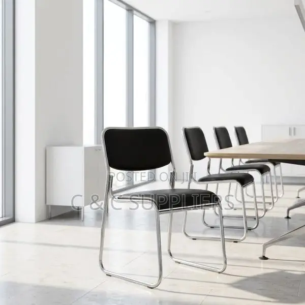 Medium Back Padded Reception Chrome Chair.