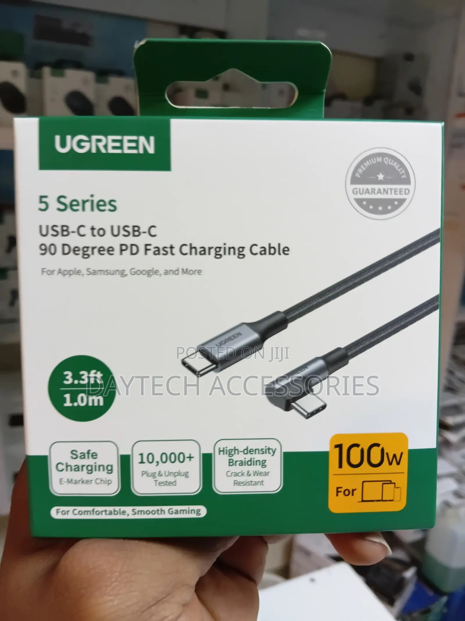 UGREEN 100W Right Angle USB C Cable 90° Ends Fast Charging 6.6ft.