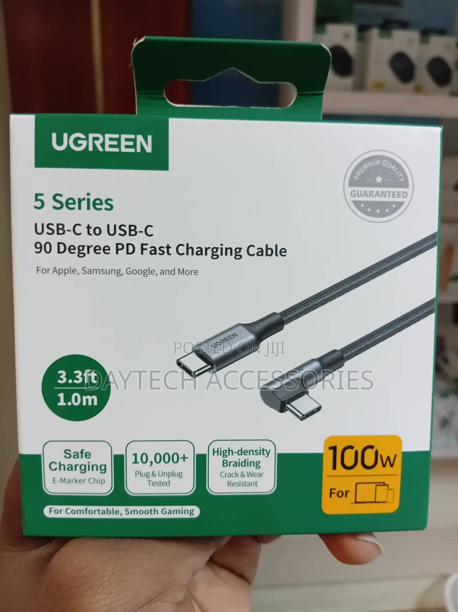 UGREEN 100W Right Angle USB C Cable 90° Ends Fast Charging 6.6ft.