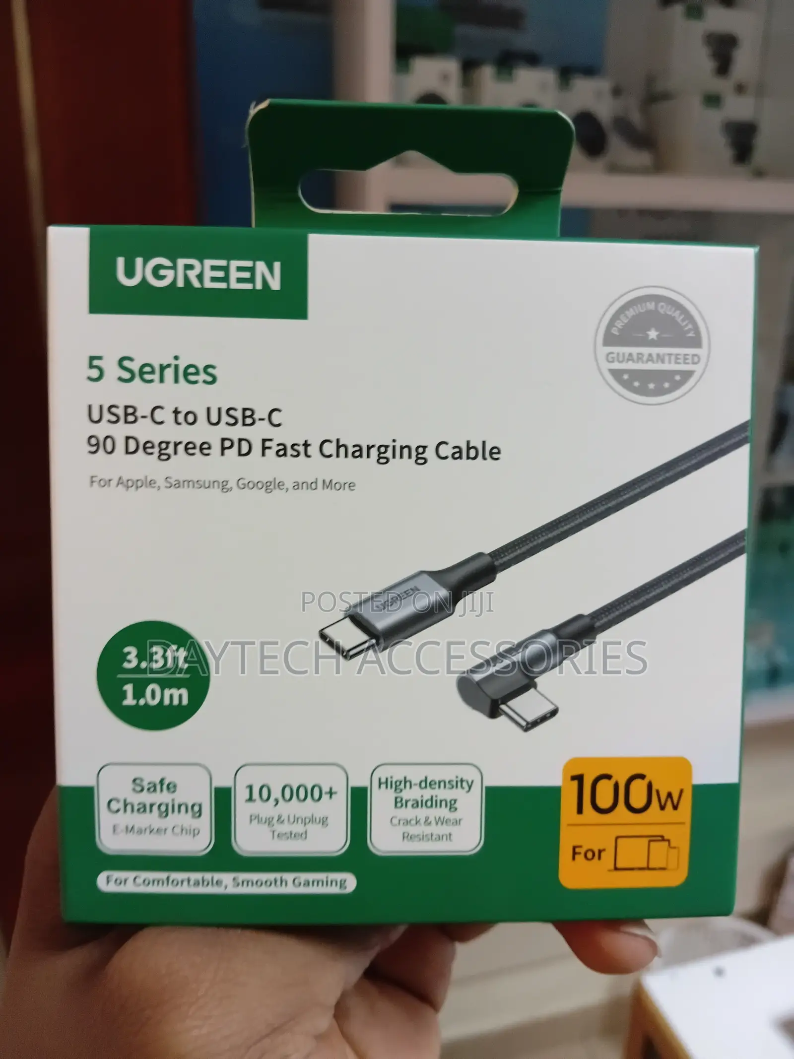 UGREEN 100W Right Angle USB C Cable 90° Ends Fast Charging 6.6ft.