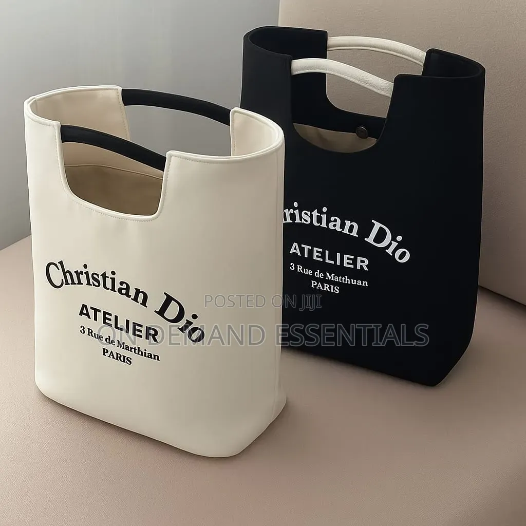 Canvas Tote Bag With Handle Available in Black, White Khaki