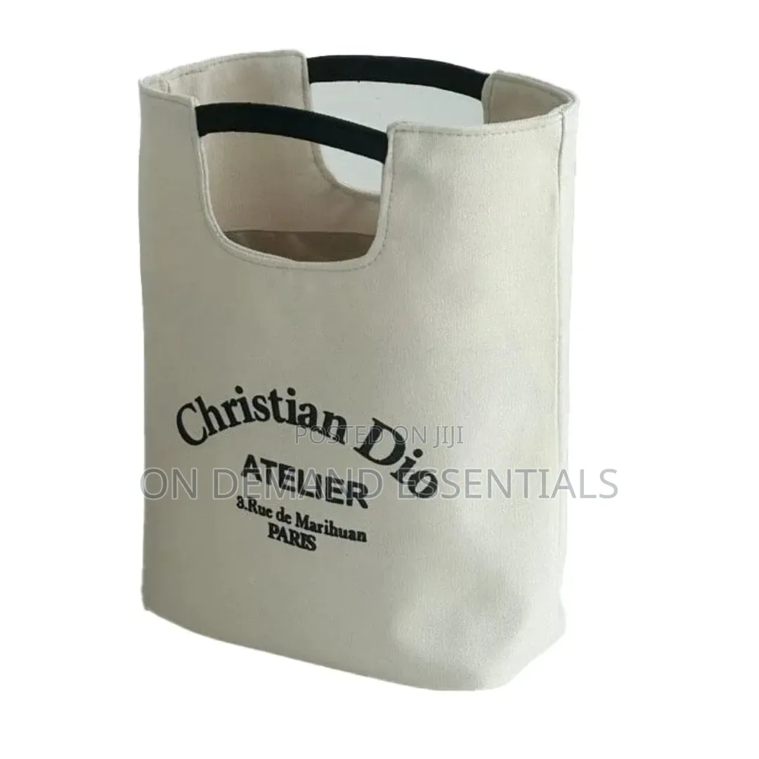 Canvas Tote Bag With Handle Available in Black, White Khaki