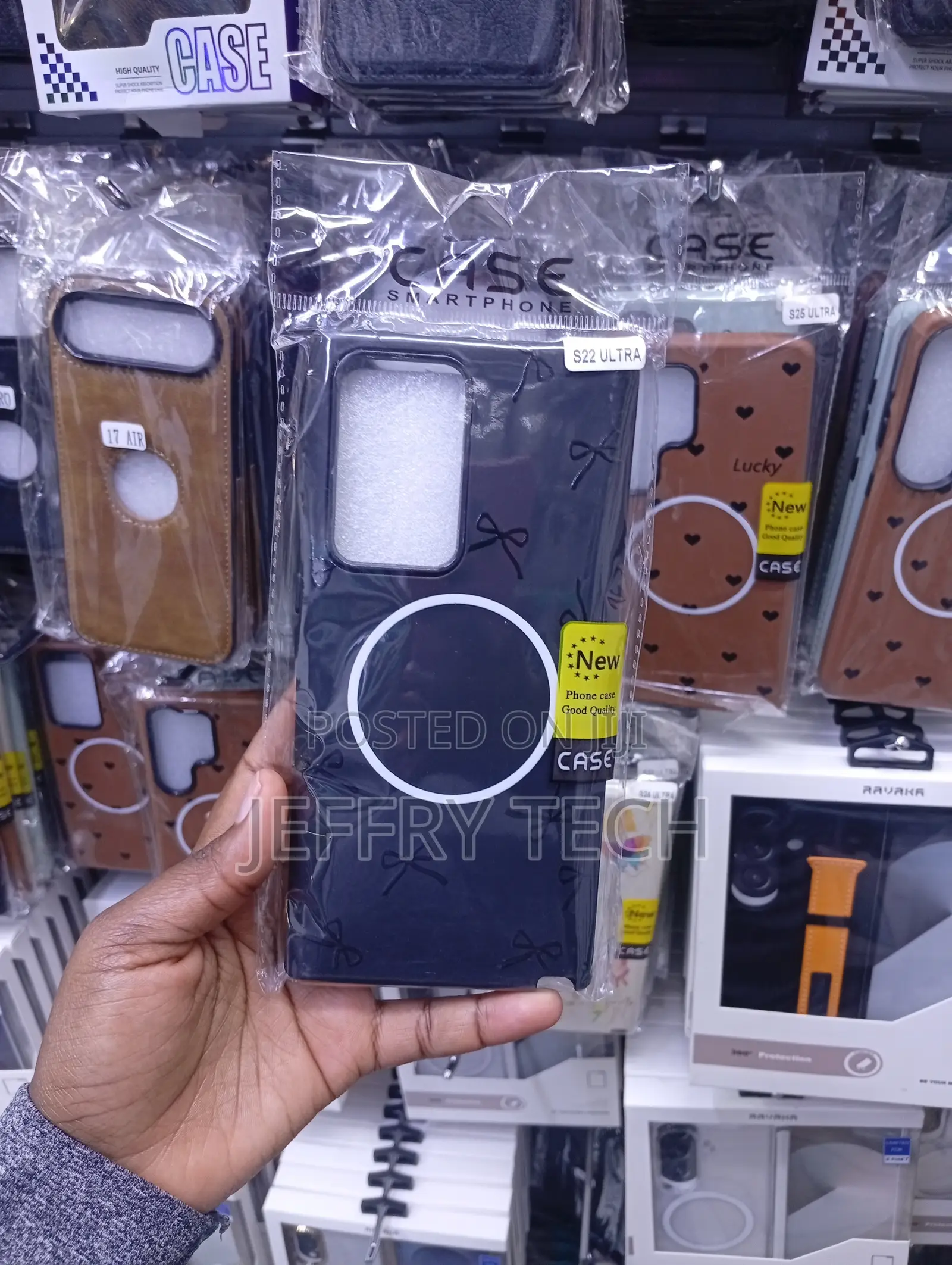 Dark Blue Magnetic Case With a Ribbon for the Samsung Galaxy S22 Ultra