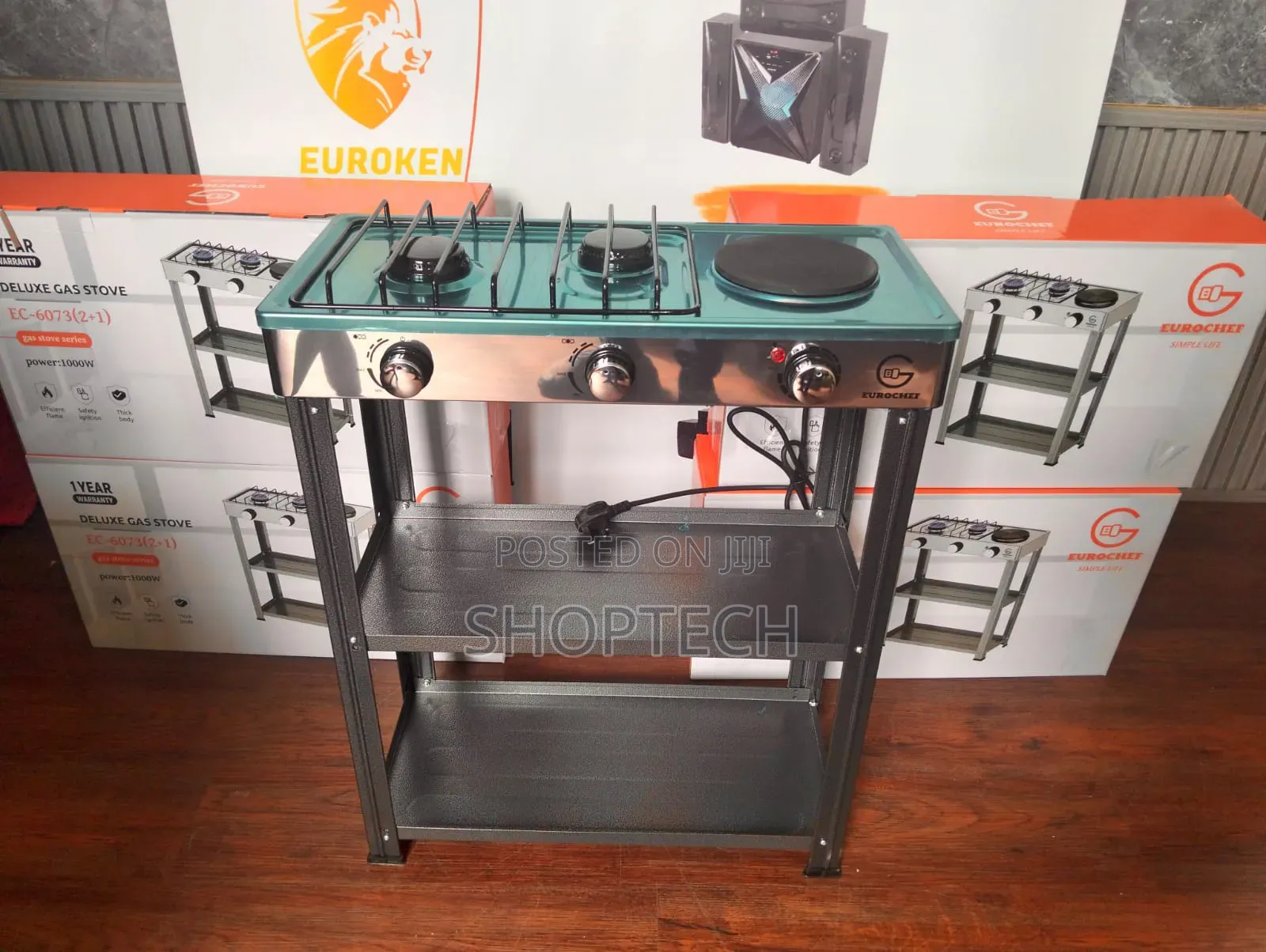 Eurochef Deluxe Gas Stove ( 2+1)Hybrid Burner Electric Hotplate Power