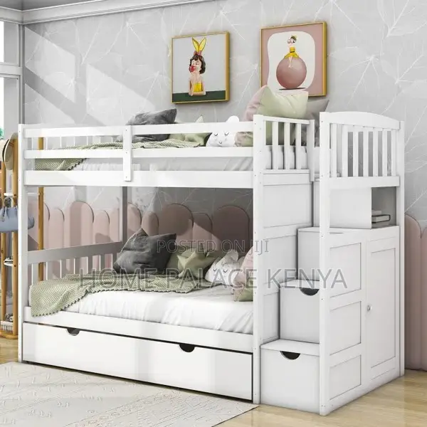 Bunk Bed; Modern Solid Wood Bunk Bed for Kids Bedroom