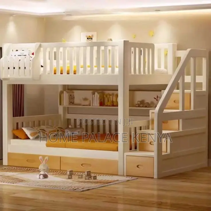 Bunk Bed; Modern Solid Wood Bunk Bed for Kids Bedroom