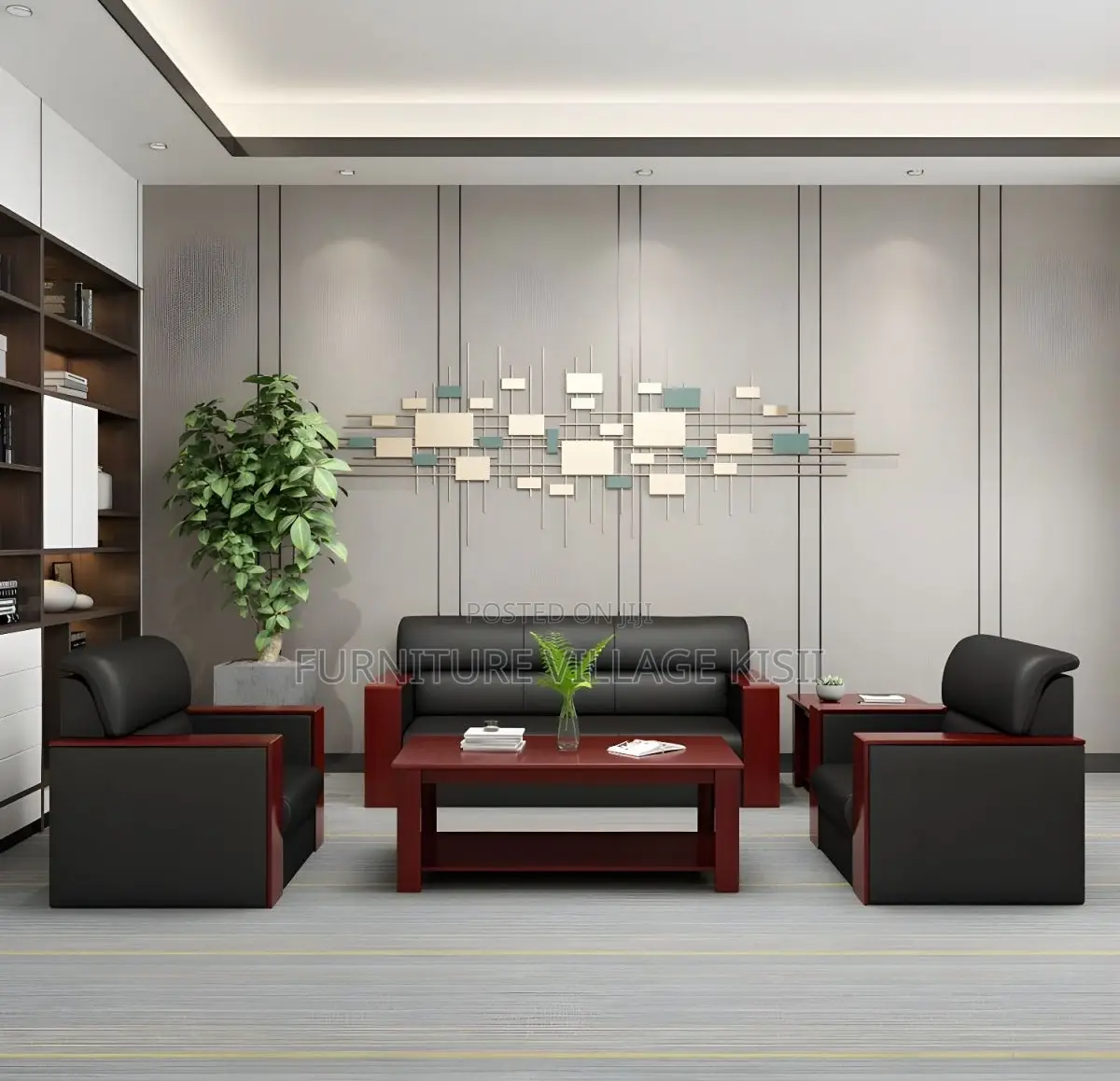 Office Furniture; 5-Seater Leather Office Sofa Set