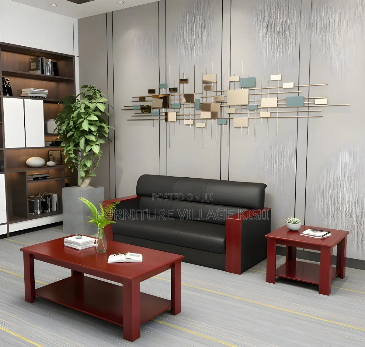 Office Furniture; 5-Seater Leather Office Sofa Set