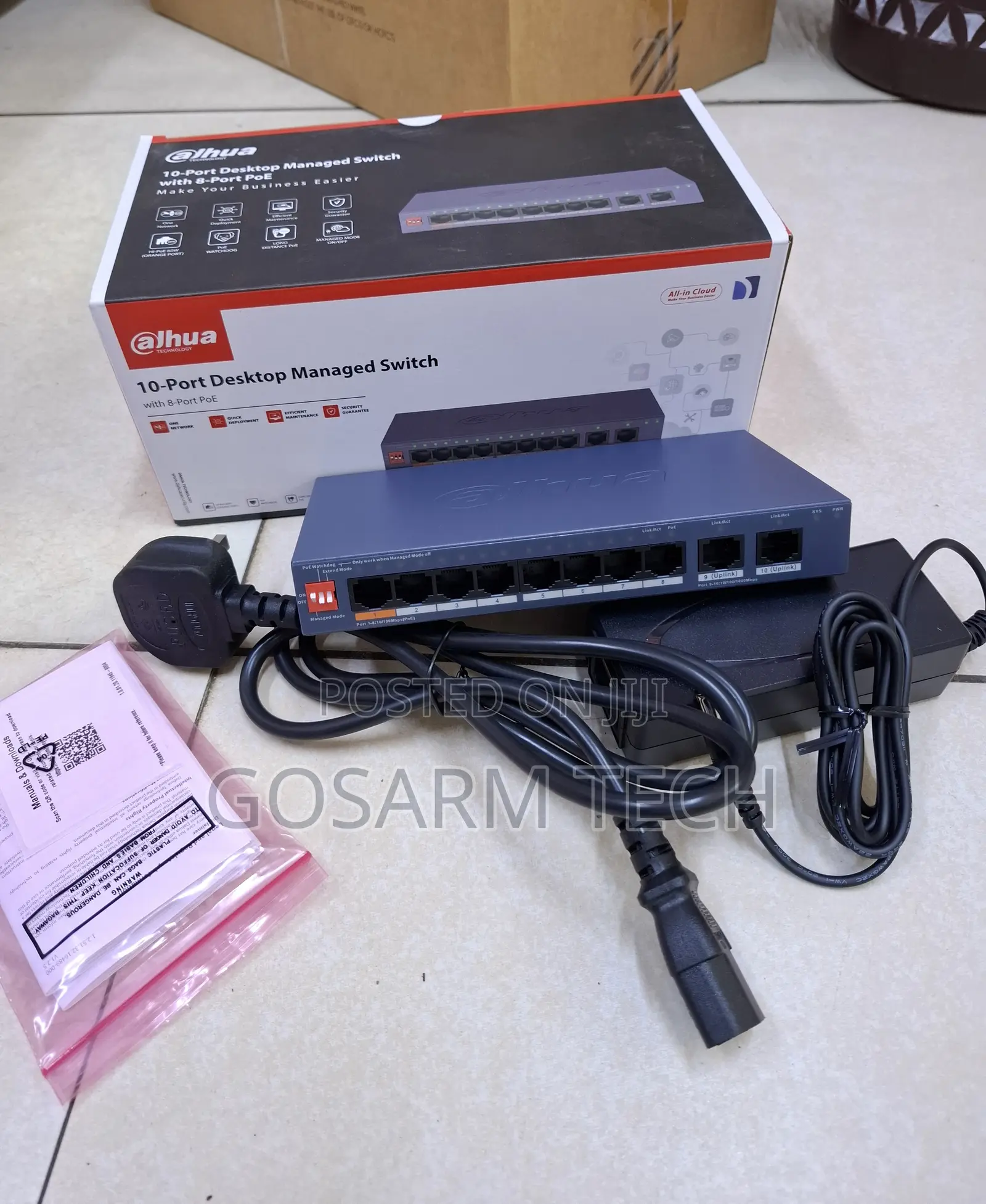 Dahua 10-Port Managed PoE Switch – 8 PoE Ports + 2 Uplink Ports