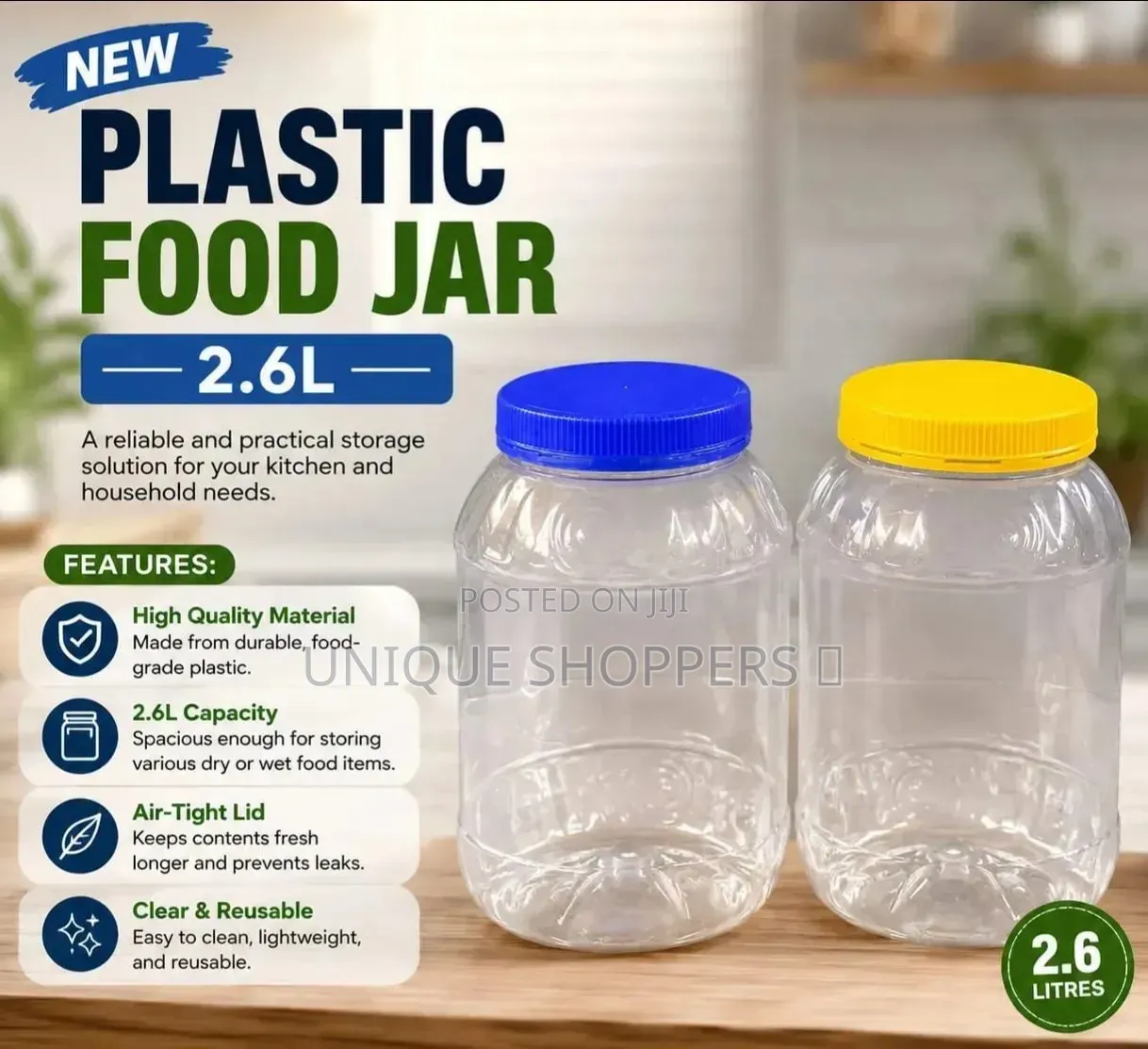 6pcs Plastic Food Jar 2.6l