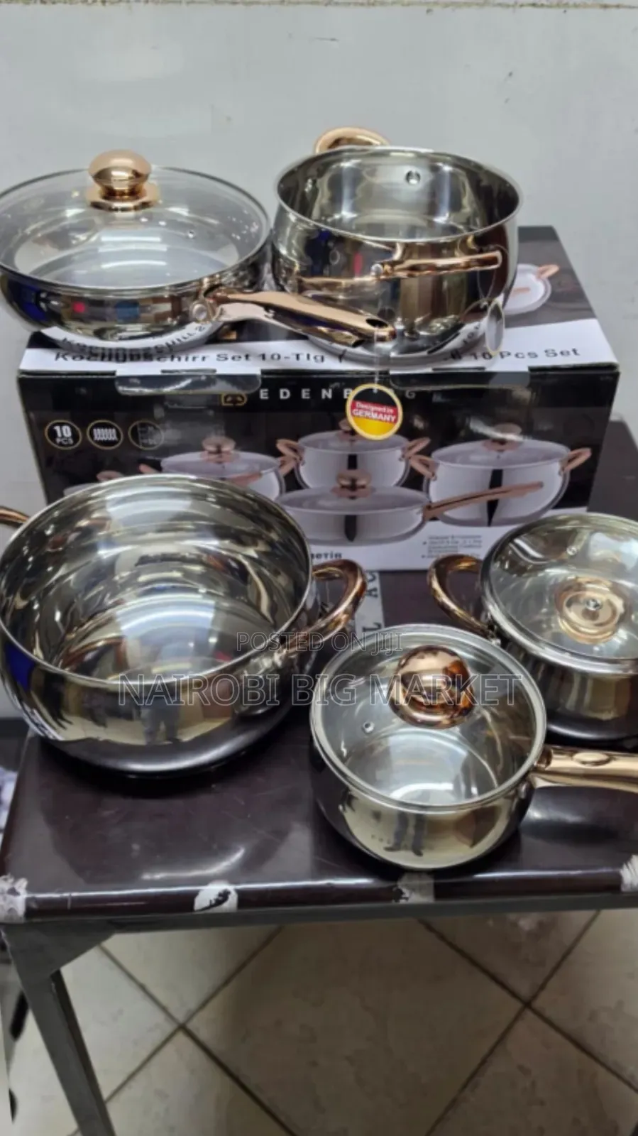 10pcs Edenburg Gold Stainless Steel Cookware Set