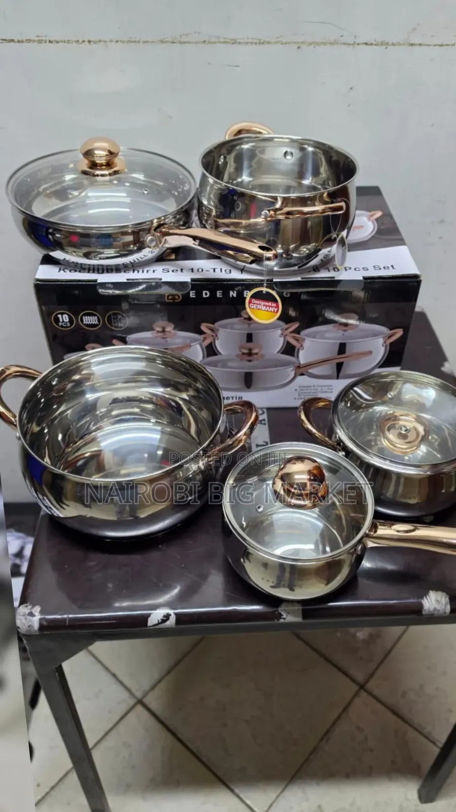 10pcs Edenburg Gold Stainless Steel Cookware Set