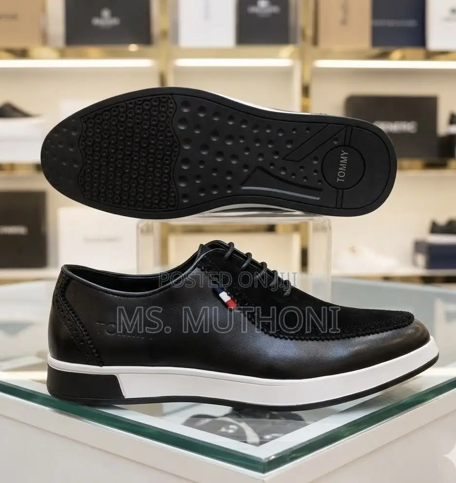 Black Leather and Suede Tommy Casual Shoes