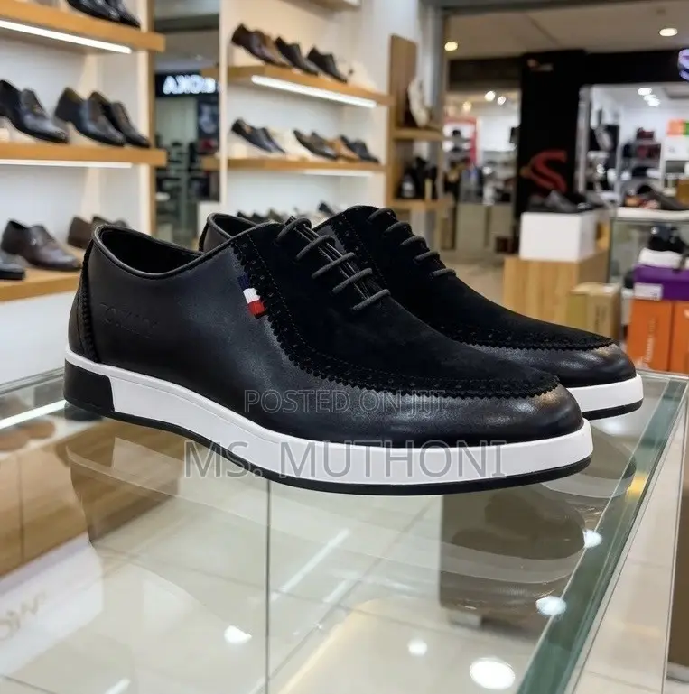 Black Leather and Suede Tommy Casual Shoes