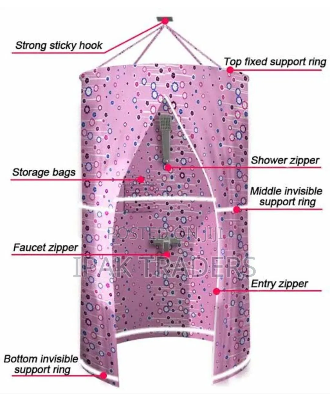 *Portable Foldable Round Waterproof Fabric Shower Cubicle