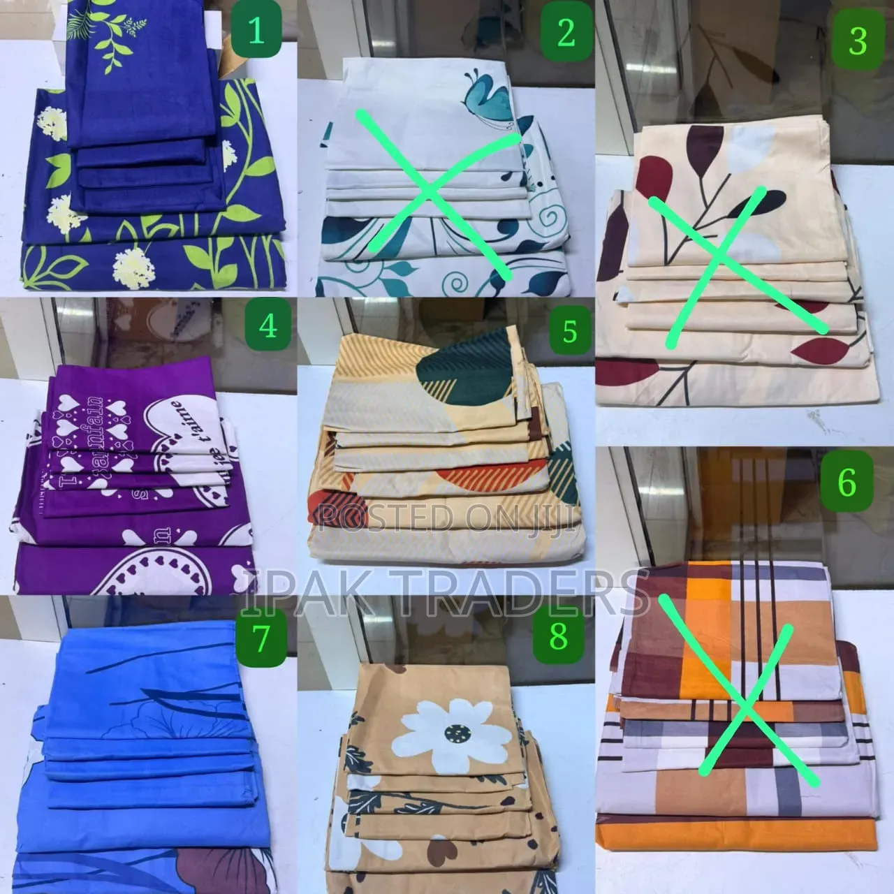 *Flowered Cotton Bedsheets*2 Flat Bedsheets 4 Pillow Cases 7by8
