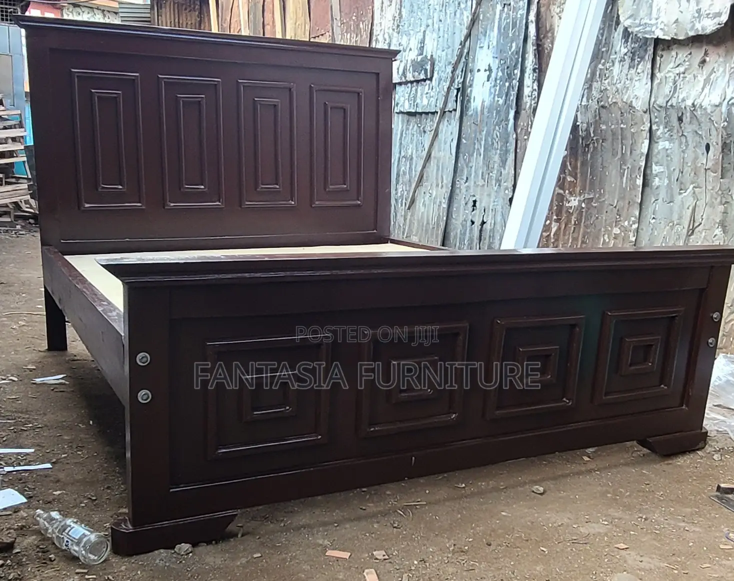 5x6 Dark Wooden Panel Bed: Pay on Delivery