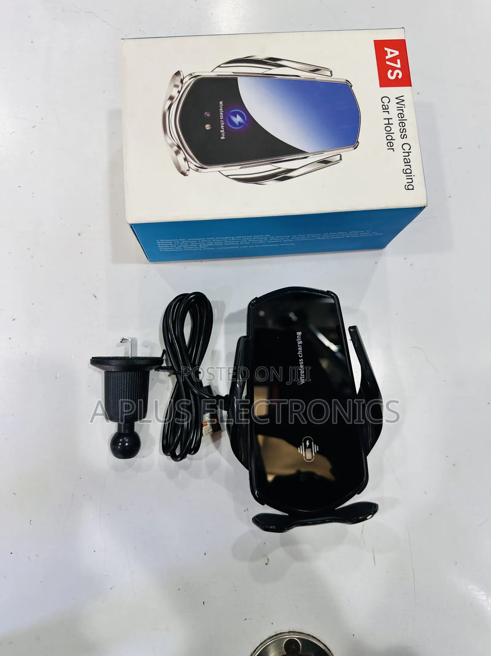 A7S Wireless Charging Phone Holder | Adjustable Car Phone Charger