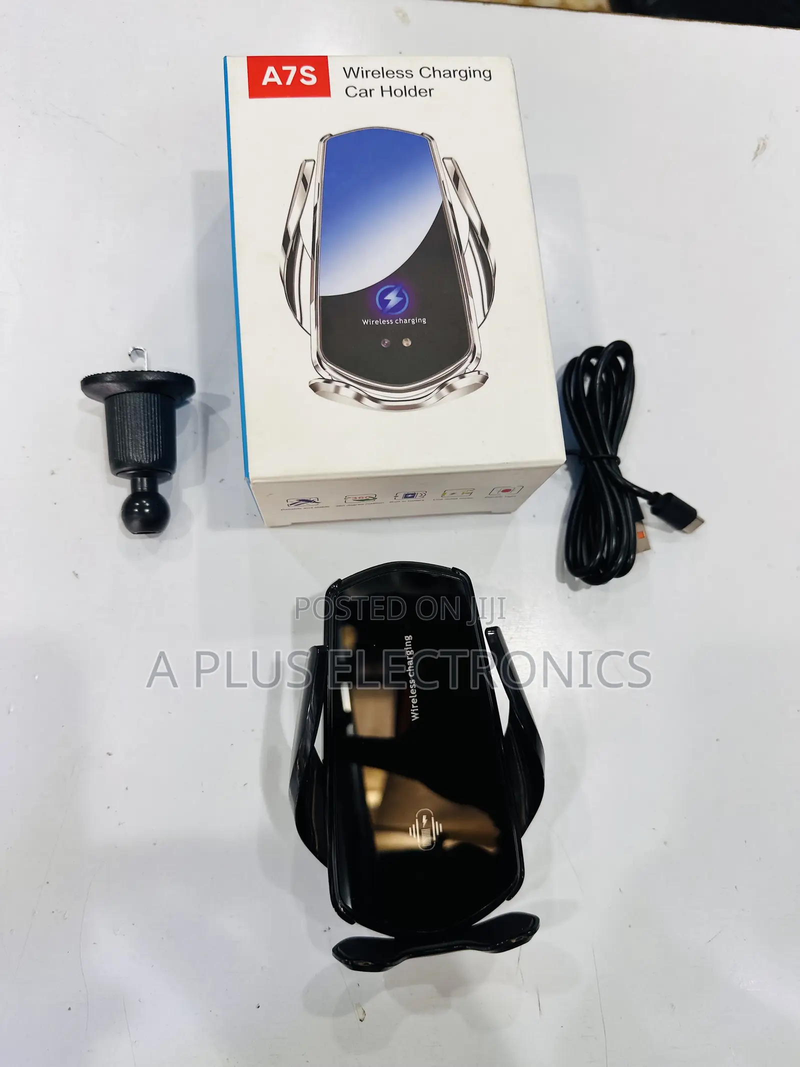 A7S Wireless Charging Phone Holder | Adjustable Car Phone Charger