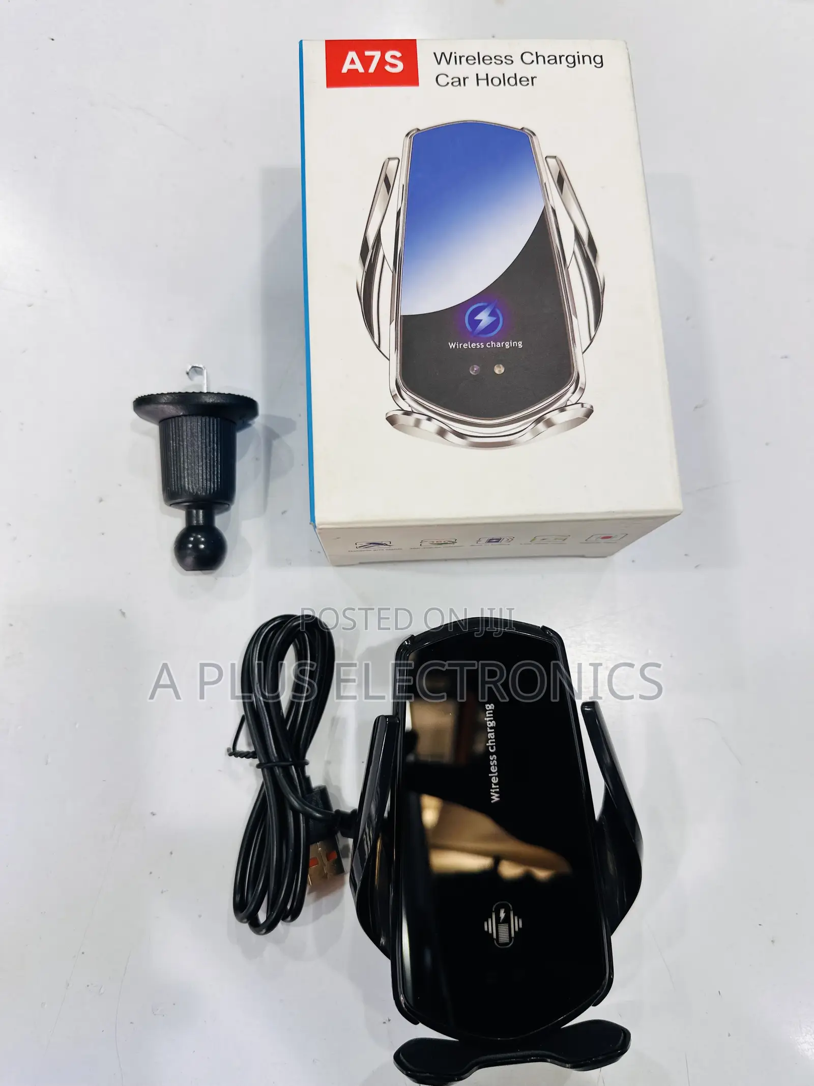 A7S Wireless Charging Phone Holder | Adjustable Car Phone Charger