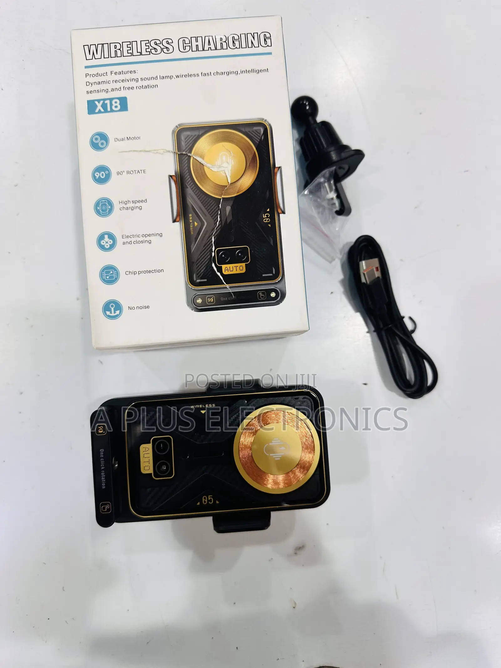 X18 Wireless Charging Car Phone Holder Smart Sensor Charging Mount