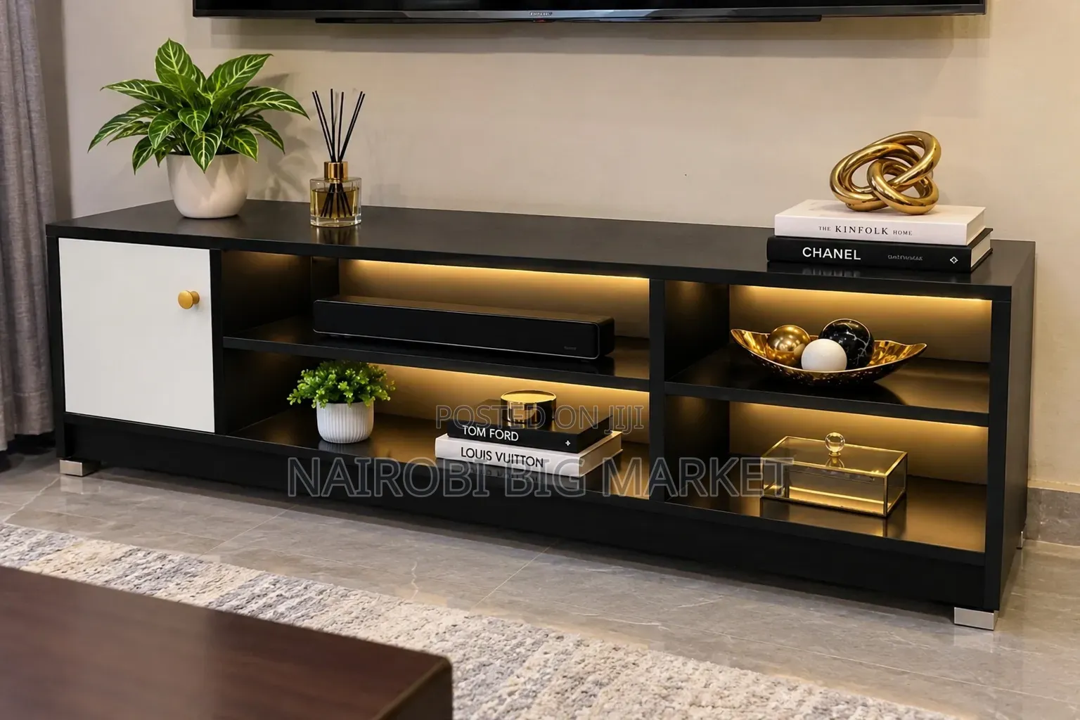 Imported Executive TV Stand With Shelves and Cabinet