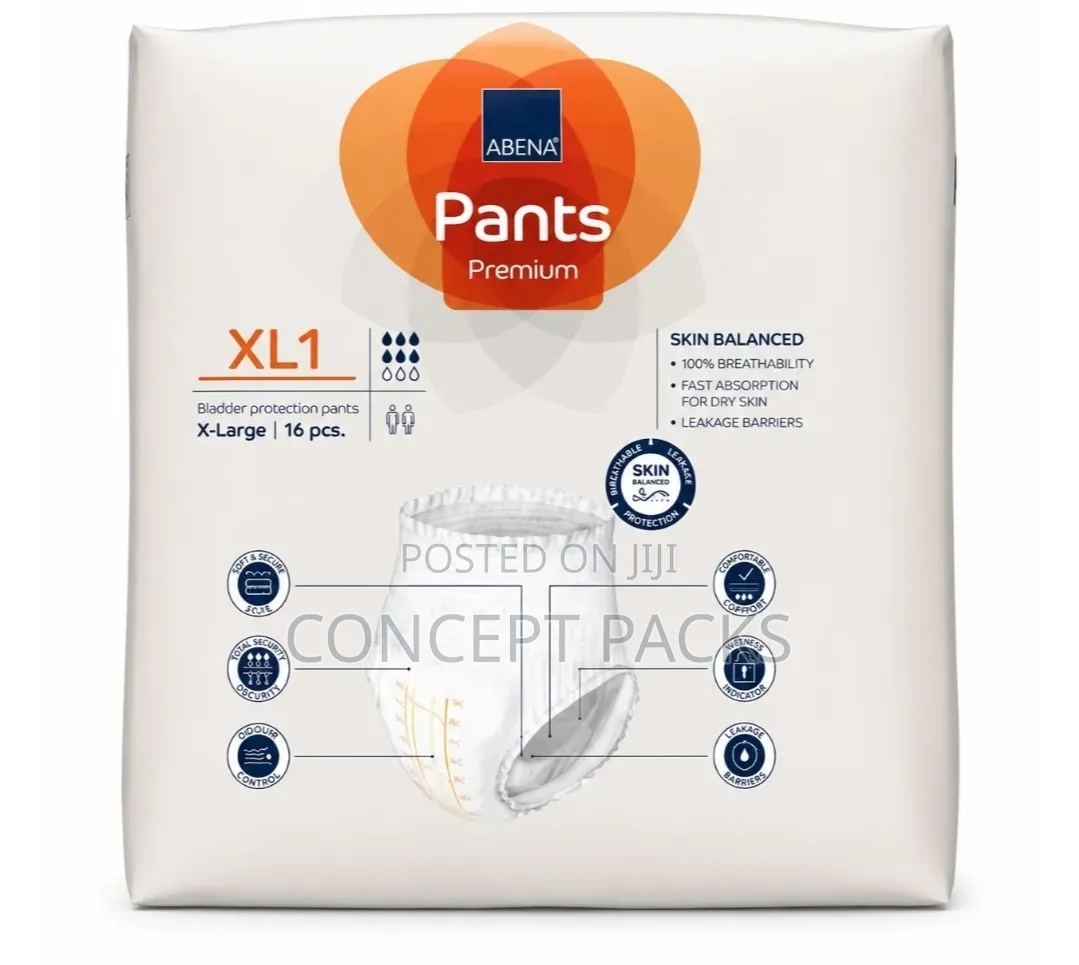 Abena Premium Pants Adult Diapers XLarge XL1 Pull Up Pack of 16.