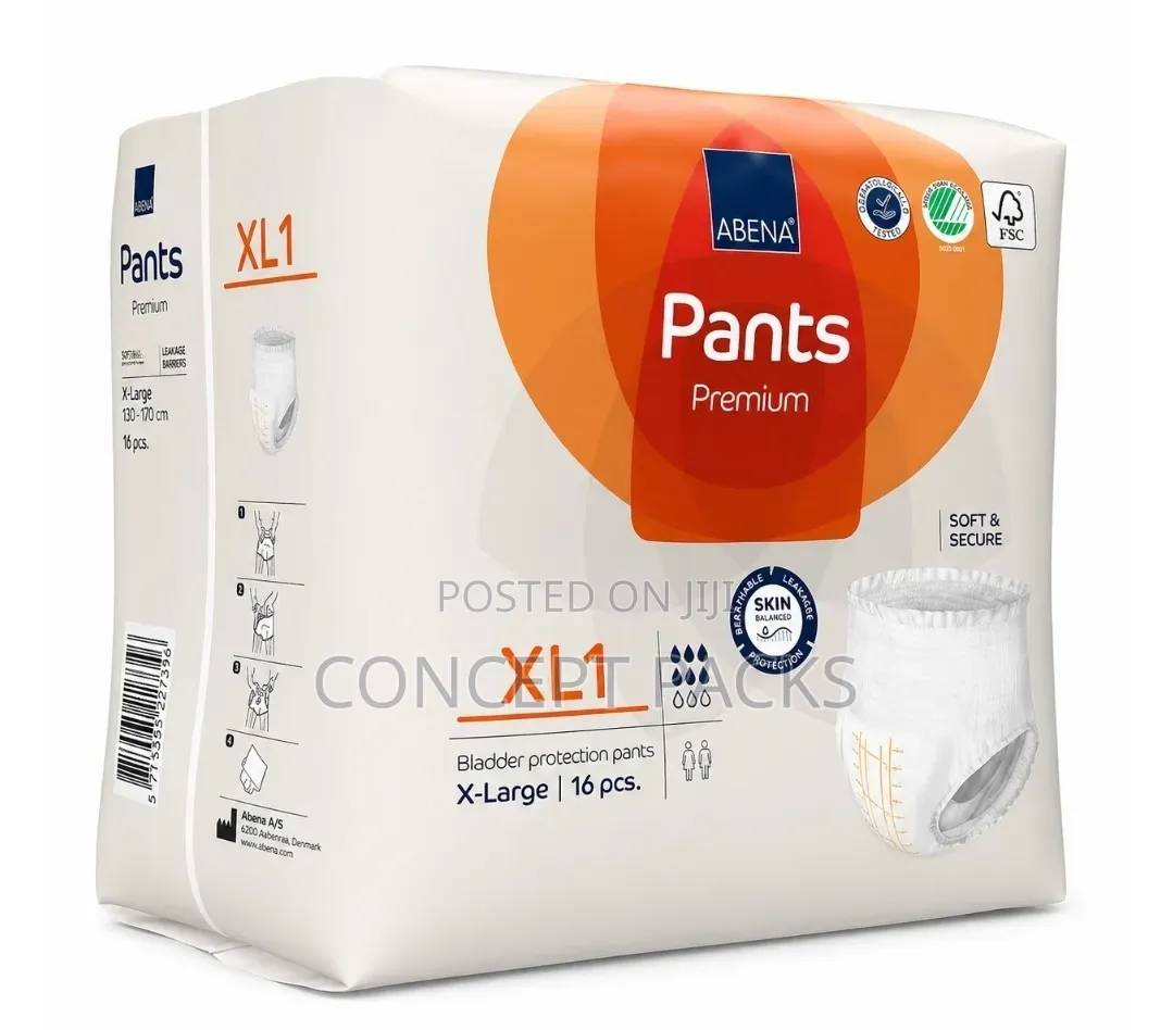 Abena Premium Pants Adult Diapers XLarge XL1 Pull Up Pack of 16.