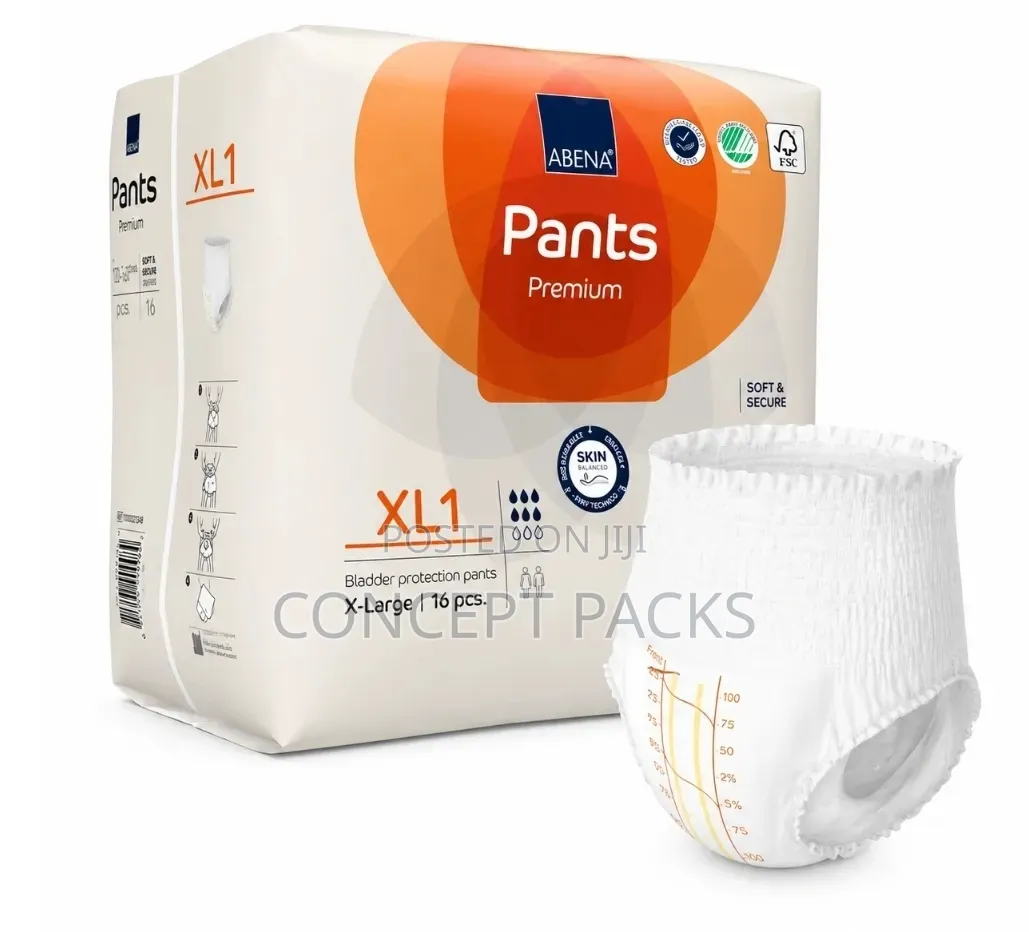 Abena Premium Pants Adult Diapers XLarge XL1 Pull Up Pack of 16.