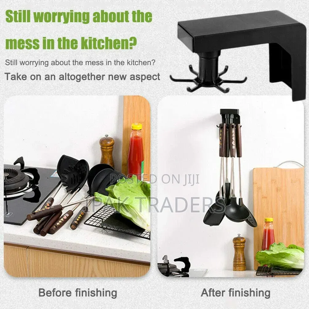 Multifunctional Shelf 6 Rotating Hooks Organizer
