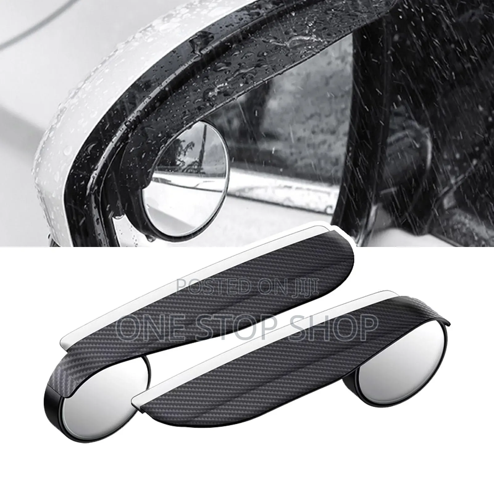 2in1' Carbon Finish Rearview Mirror Rain Eye With Blind Spot Mirror