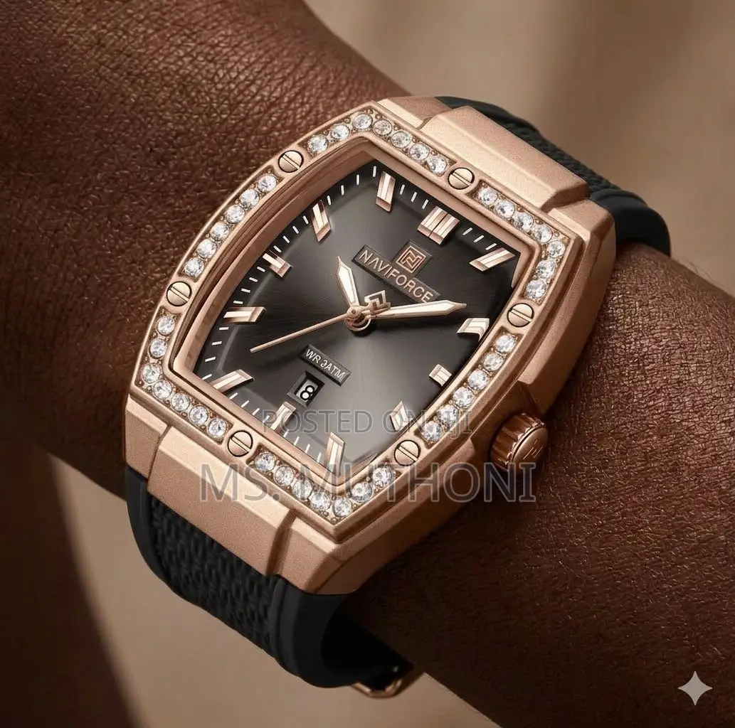 NAVIFORCE Luxury Iced Out Ladies Silicone Sport Watch.