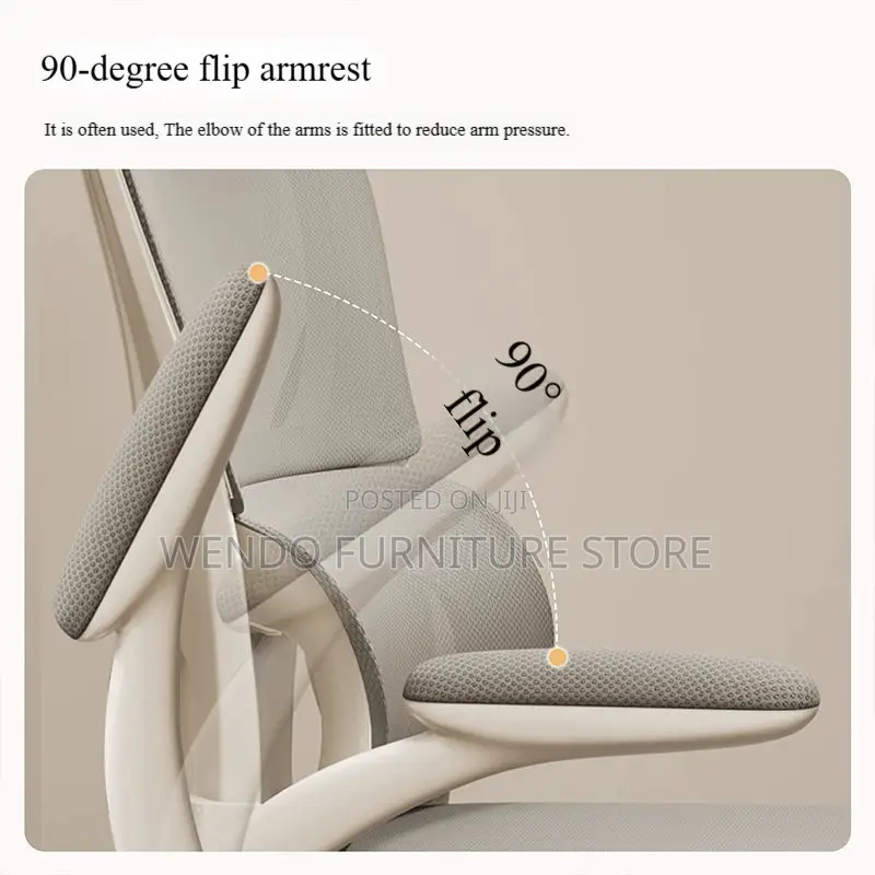 Office Chairs; White Orthopedic Office Chair With Flipping Armrest