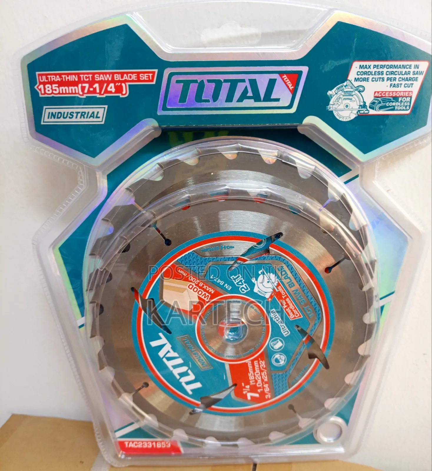 TOTAL Ultra-Thin 185mm Circular Saw Blade -2pc Set