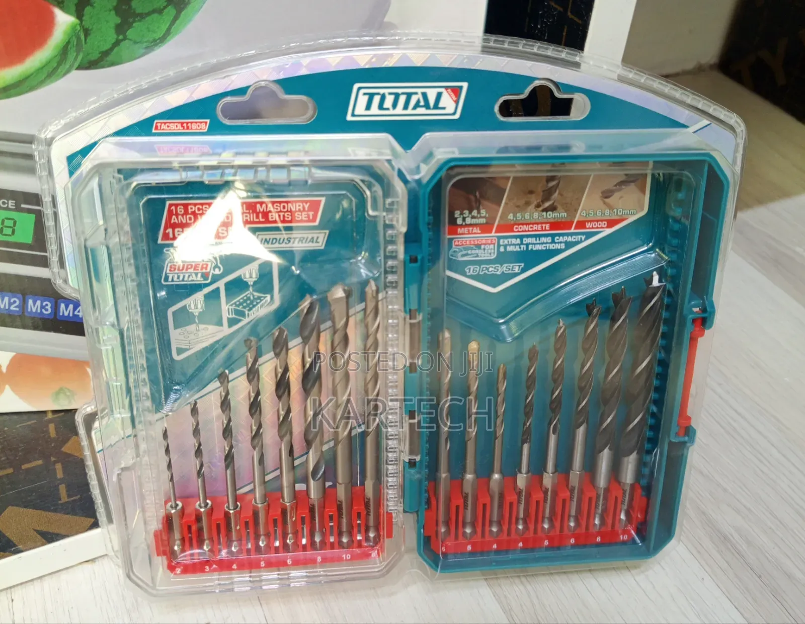 TOTAL Industrial 16PCS Drill Bits for Metal, Wood Concrete