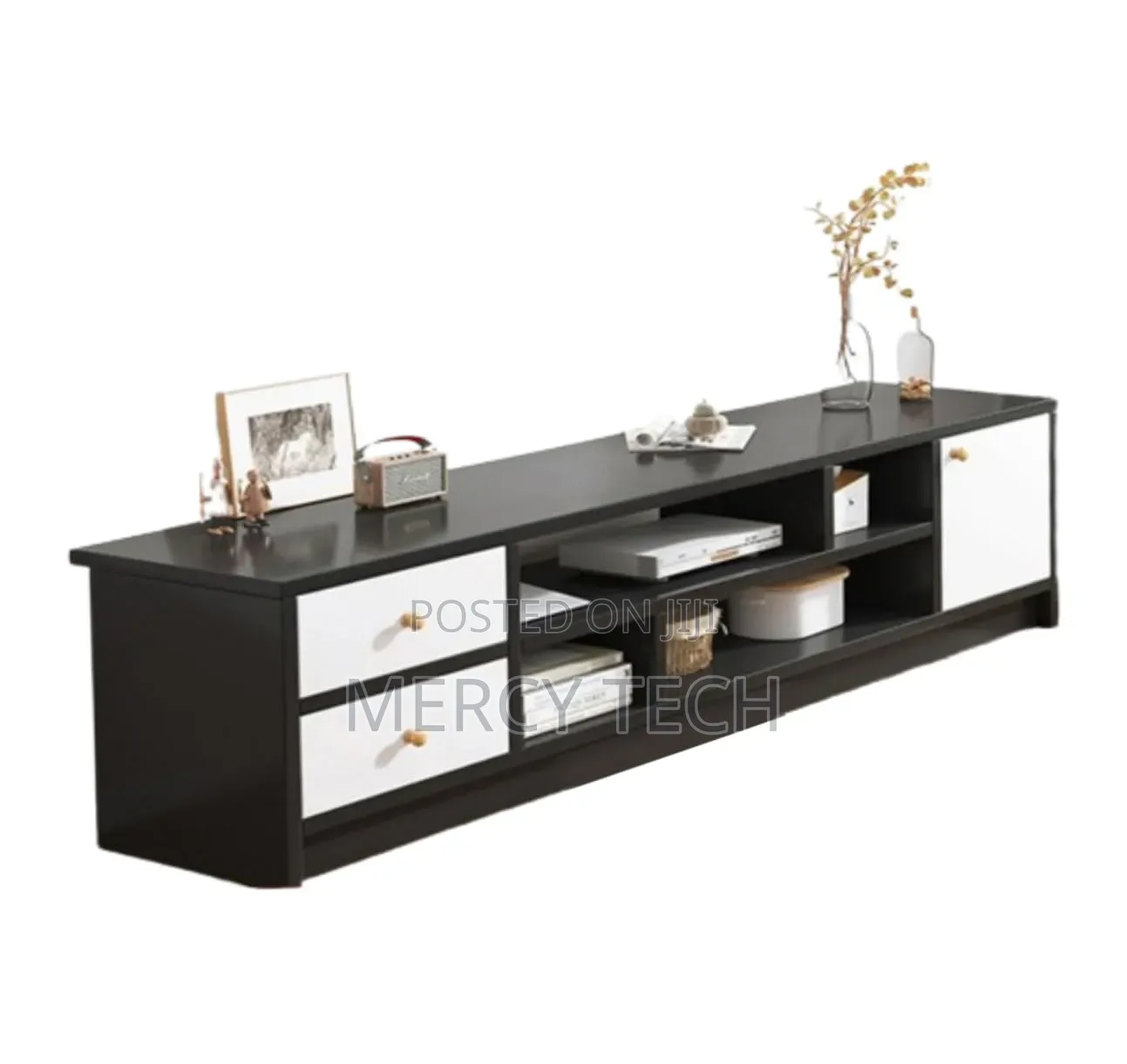Executive TV Stand With Shelves Cabinet