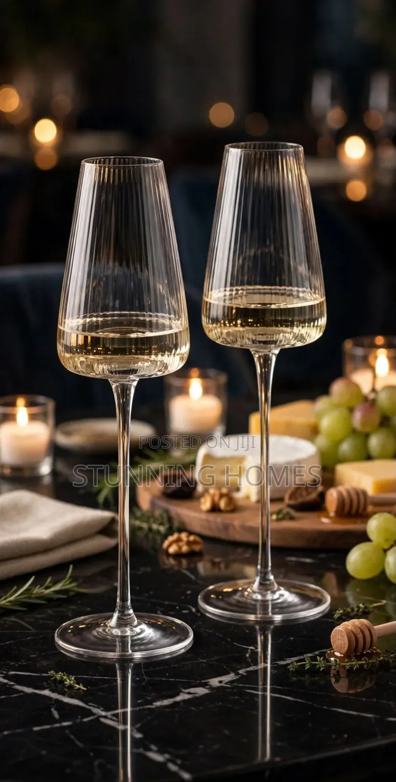 6pcs Elegant Ribbed Wine Glasses