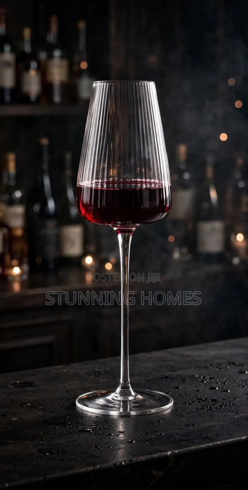 6pcs Elegant Ribbed Wine Glasses