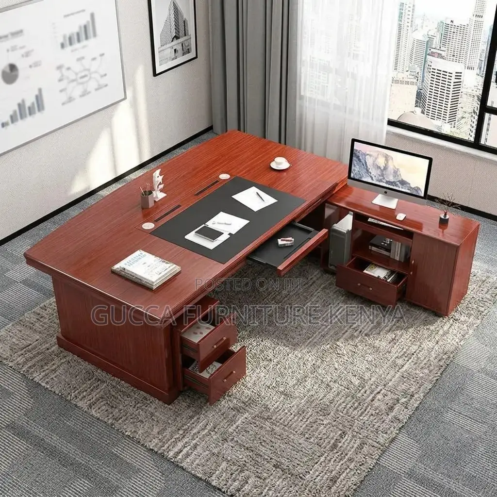 Executive Mahogany L-Corner Table-180cm