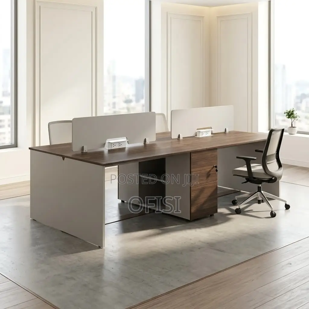 Office Workstation; Wooden 4 Seater Office Workstation Desk