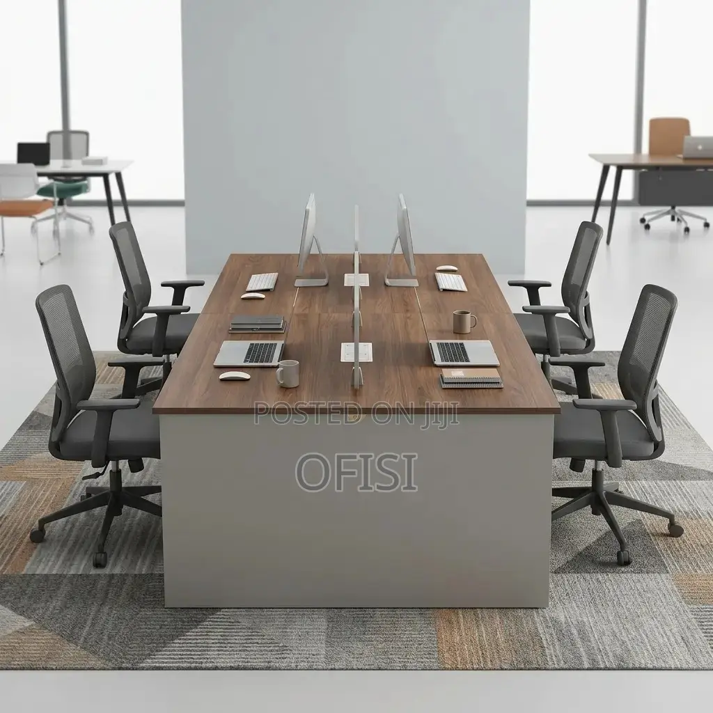 Office Workstation; Wooden 4 Seater Office Workstation Desk